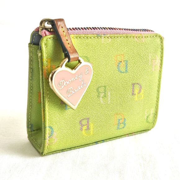 Vintage DOONEY & BOURKE Green DB Monogram Multicolor ID Coin Purse College Y2K - Picture 7 of 12